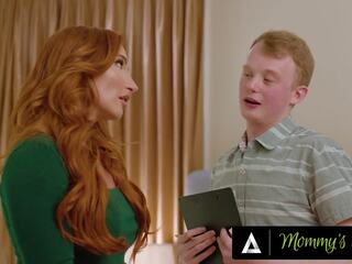 Mommys youth - grumpy stepson gets aroused while measuring pawg milf sophia lockes голям гърди