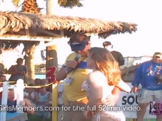 Spring breuk bikini wedstrijd bochten in wild striptease af volwassen film video's