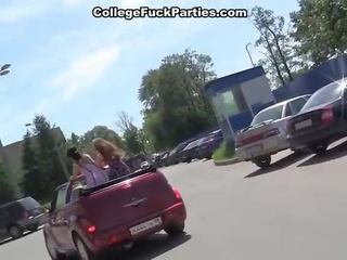 Campus young woman Bumped In The Car